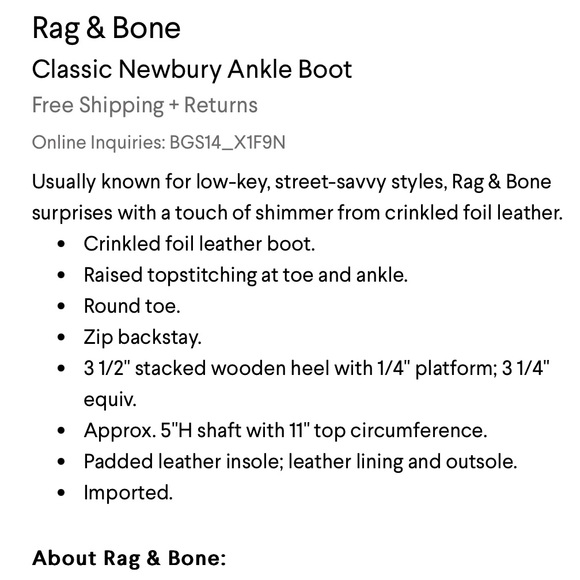 Rag & Bone Newbury Metallic Leather Ankle Boot—8 - Picture 16 of 16